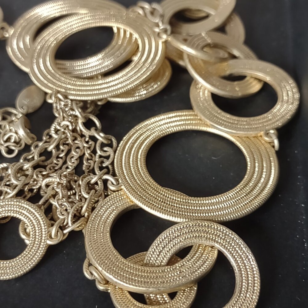 Gold Tone Lia Sophia Round Link Necklace